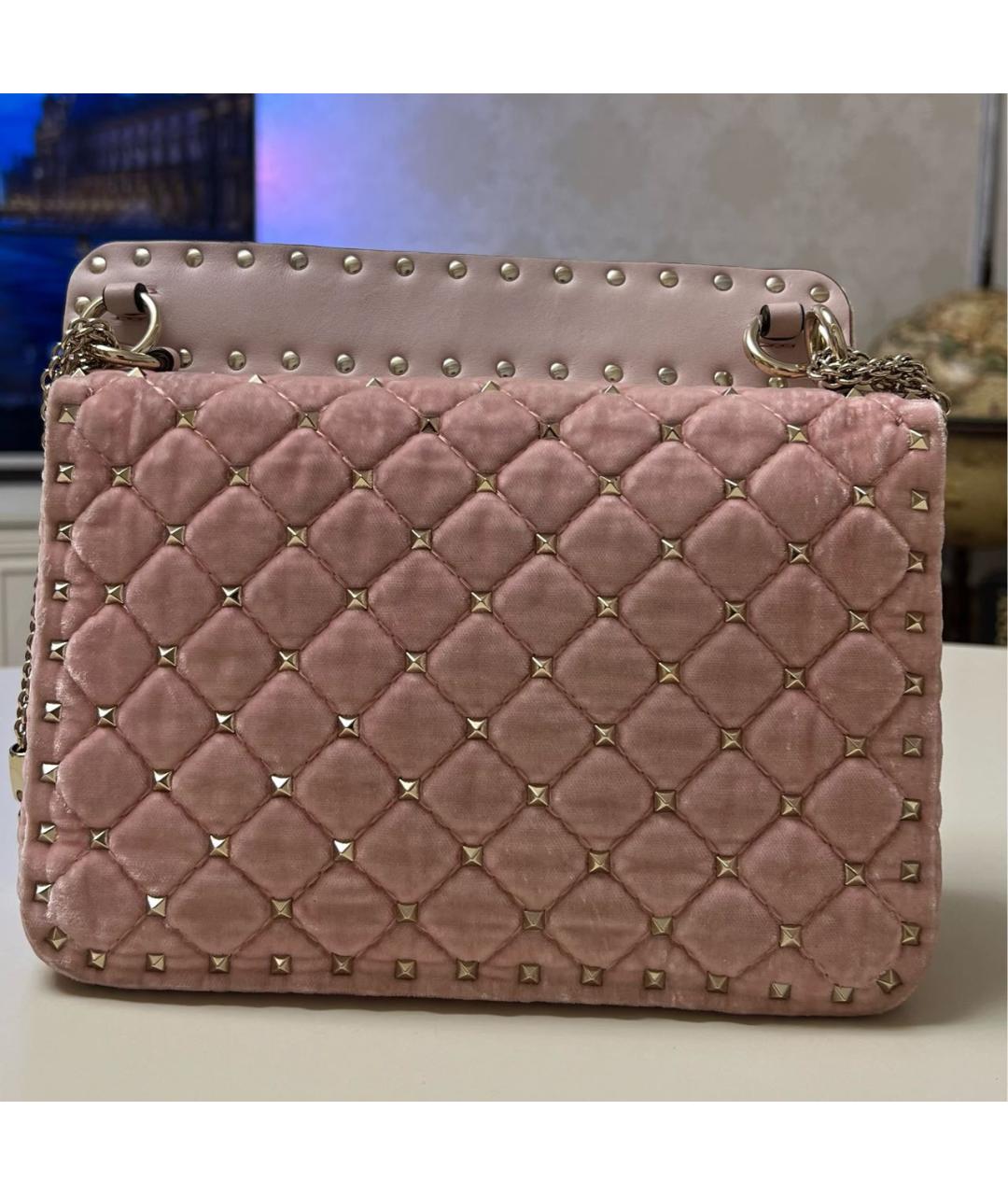 VALENTINO Розовая бархатная сумка через плечо, фото 3