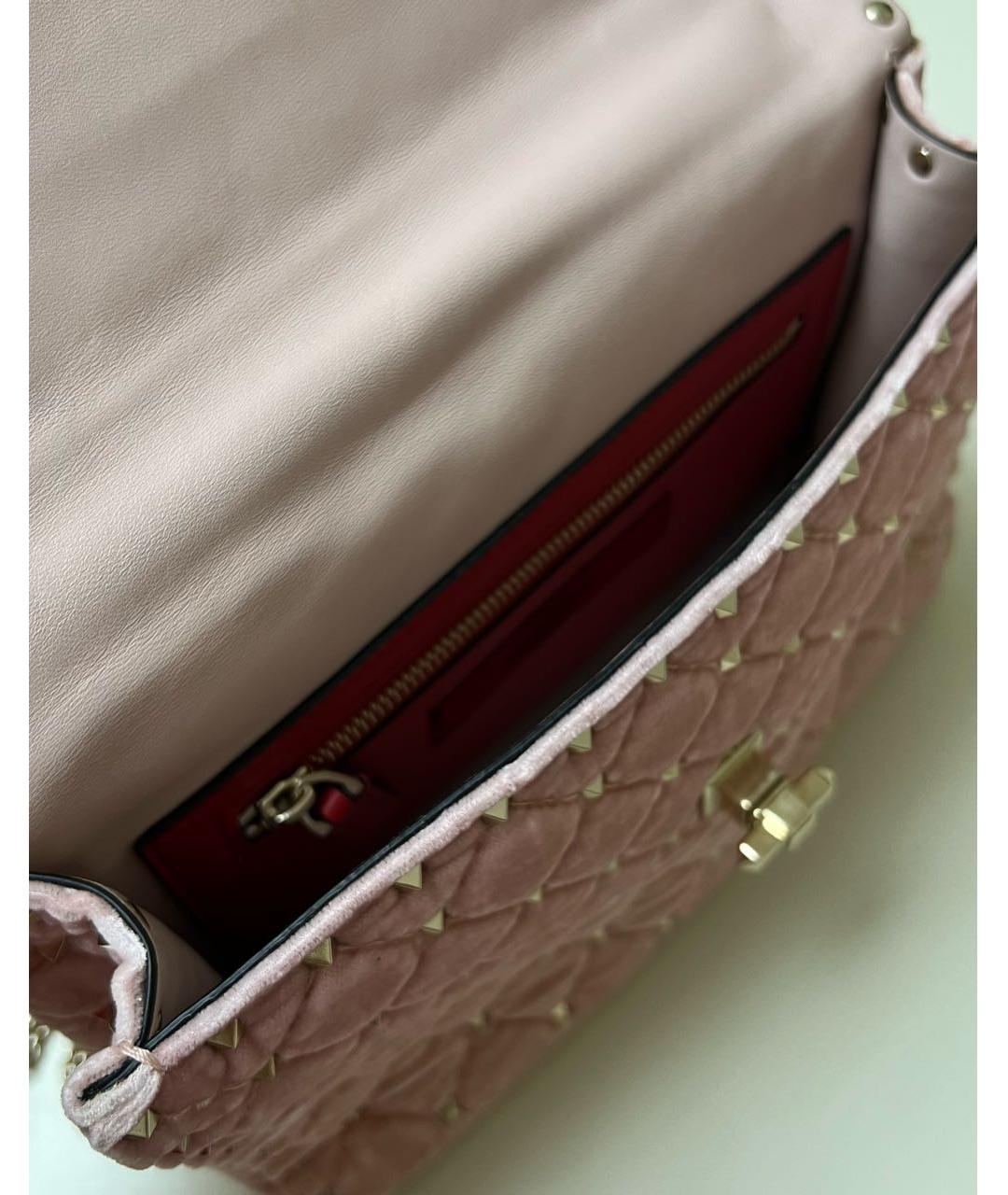 VALENTINO Розовая бархатная сумка через плечо, фото 4