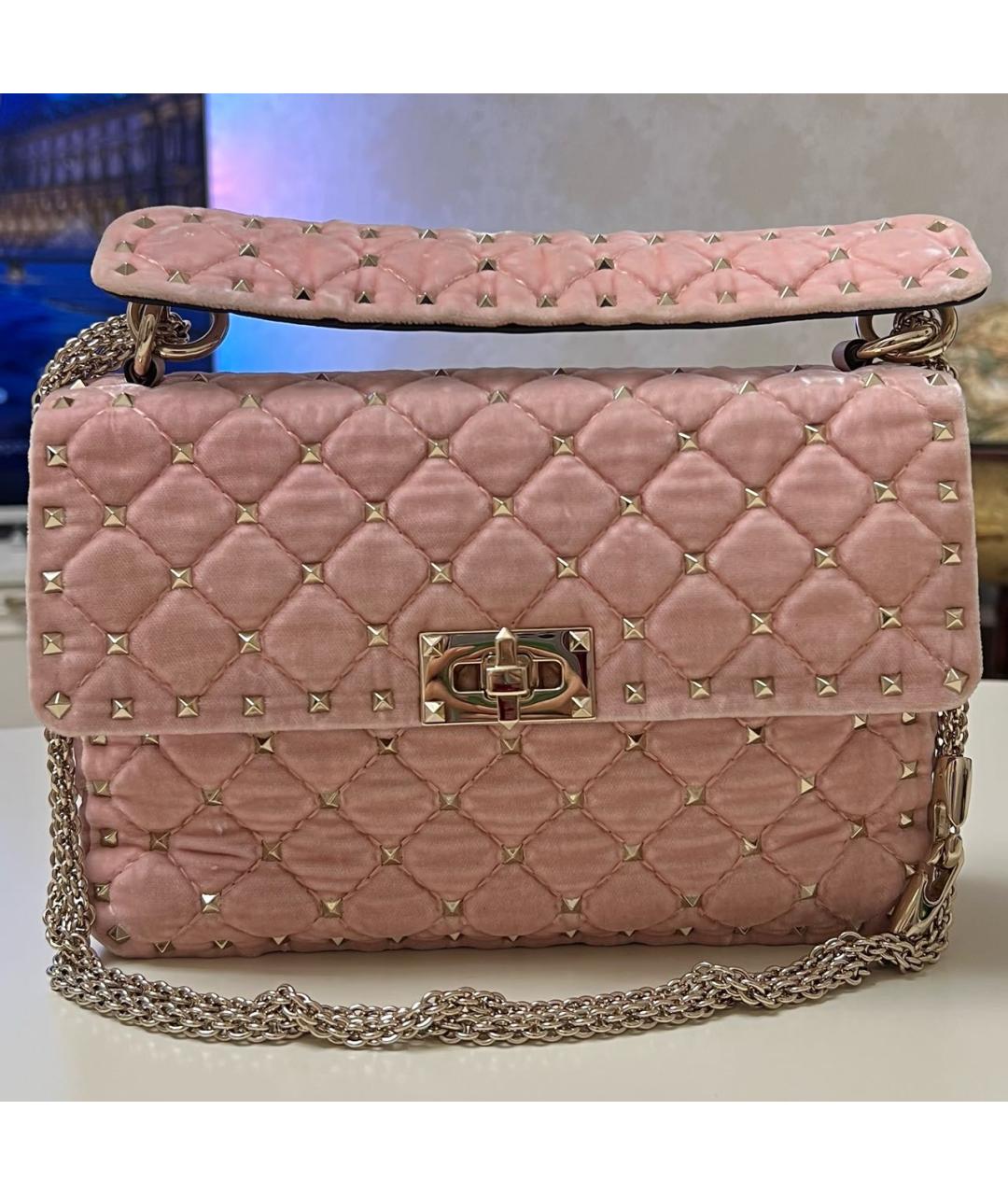 VALENTINO Розовая бархатная сумка через плечо, фото 8