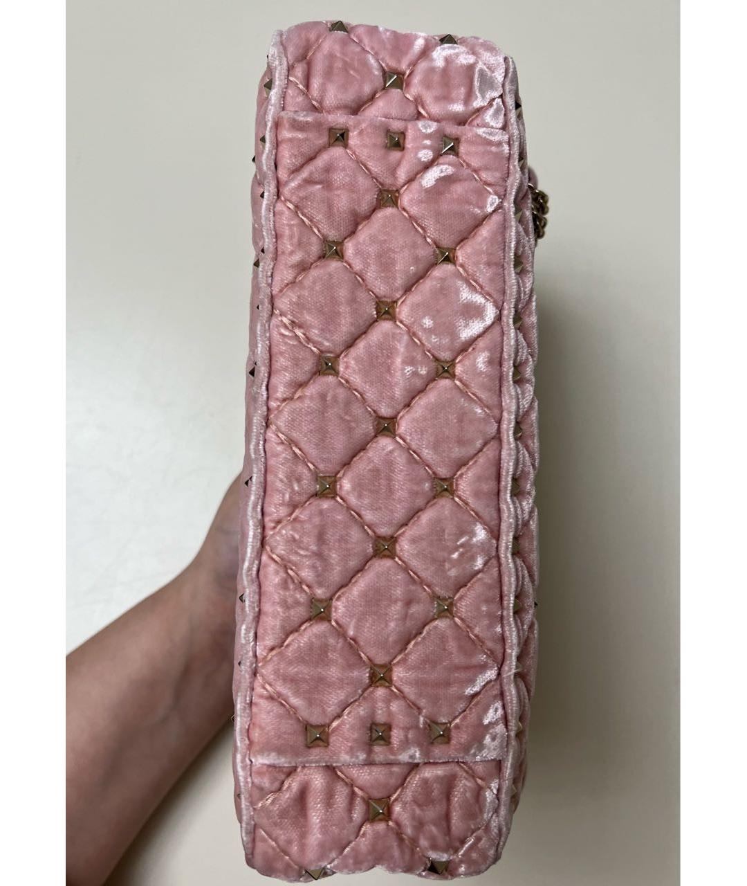 VALENTINO Розовая бархатная сумка через плечо, фото 5