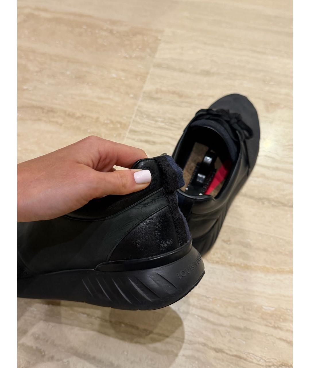 LOUIS VUITTON Черные кожаные низкие кроссовки / кеды, фото 7