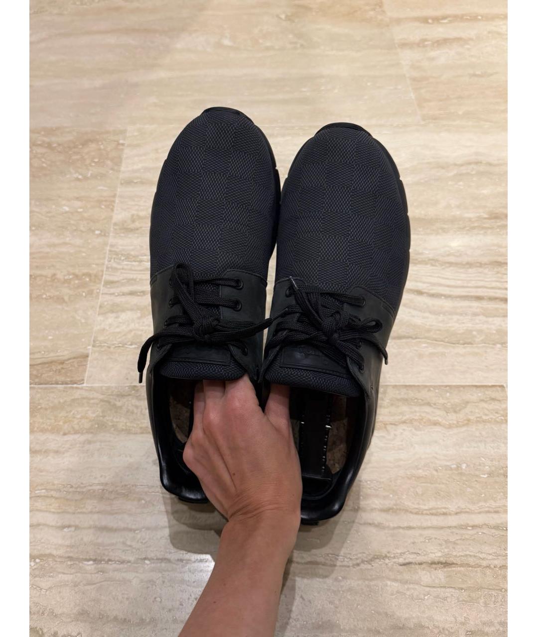 LOUIS VUITTON Черные кожаные низкие кроссовки / кеды, фото 8