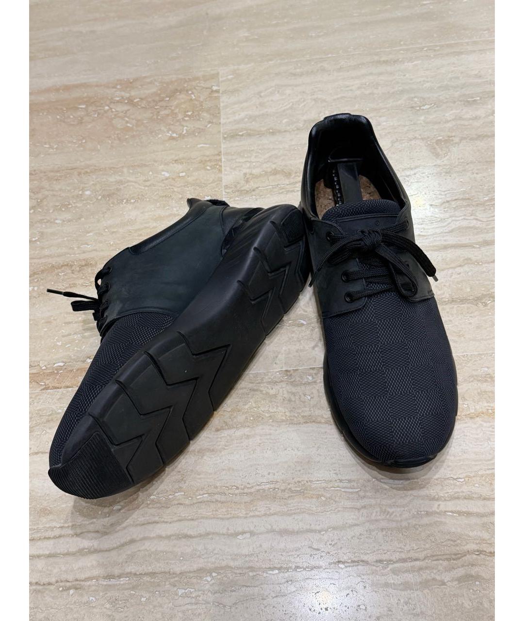 LOUIS VUITTON Черные кожаные низкие кроссовки / кеды, фото 4