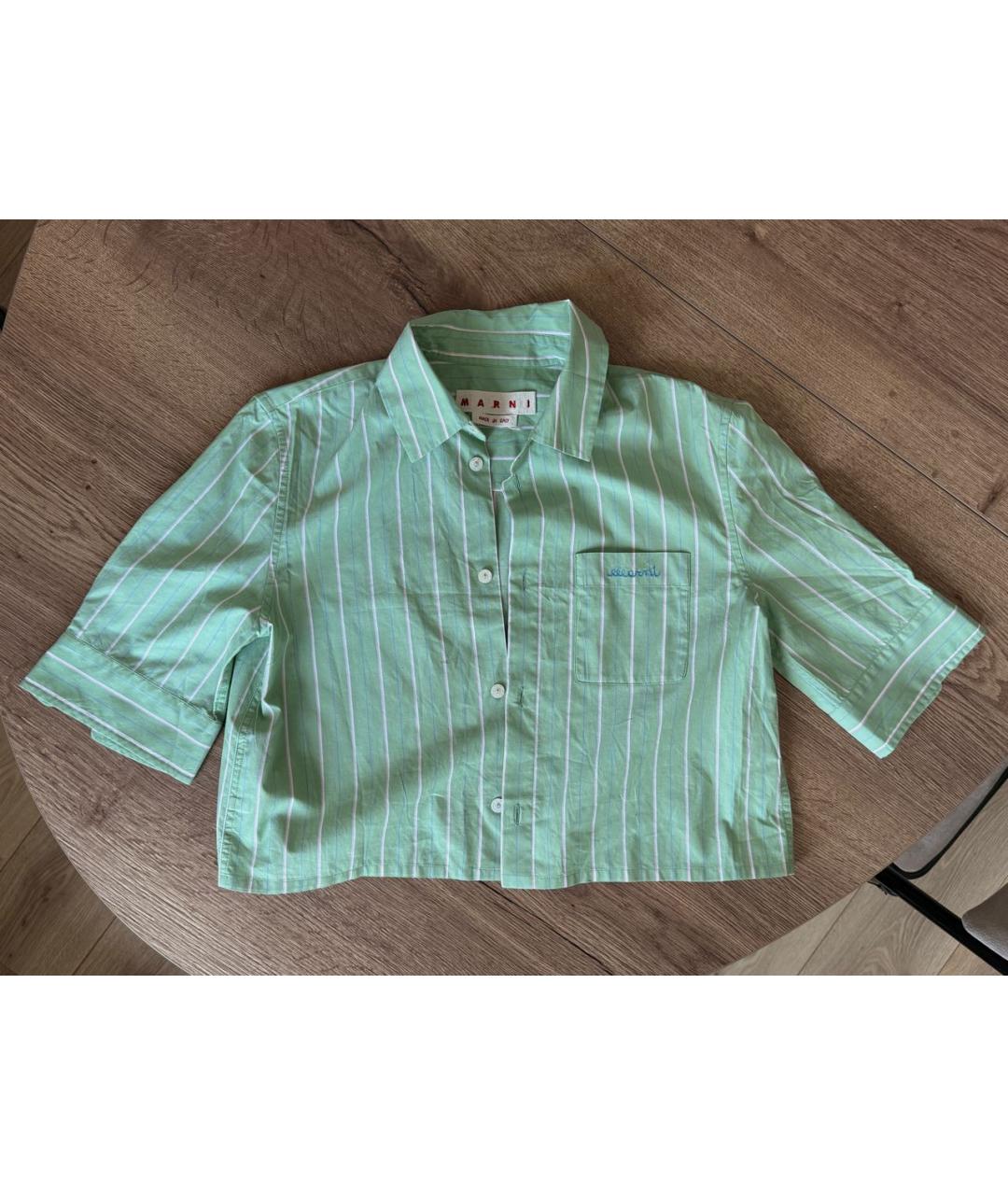 MARNI Салатовая хлопковая рубашка, фото 4
