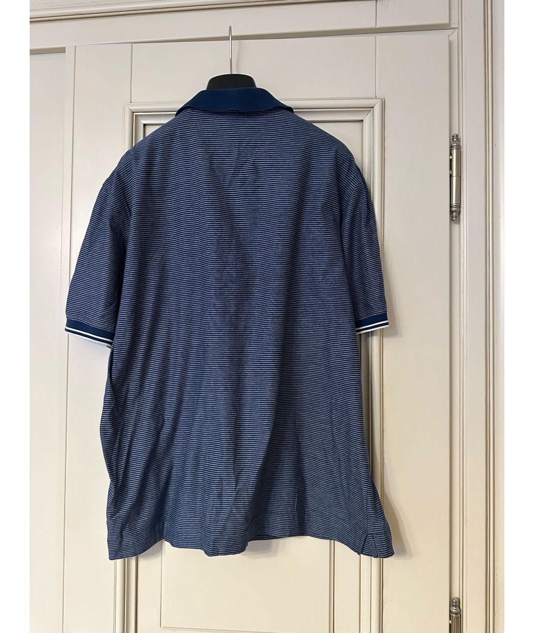 BRIONI Темно-синее хлопковое поло с коротким рукавом, фото 2