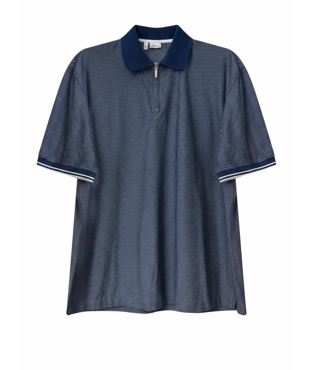 BRIONI Темно-синее хлопковое поло с коротким рукавом, фото 1
