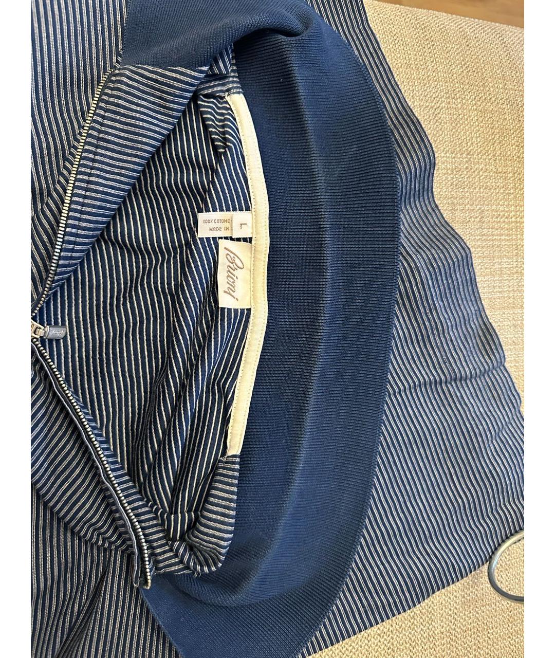 BRIONI Темно-синее хлопковое поло с коротким рукавом, фото 4