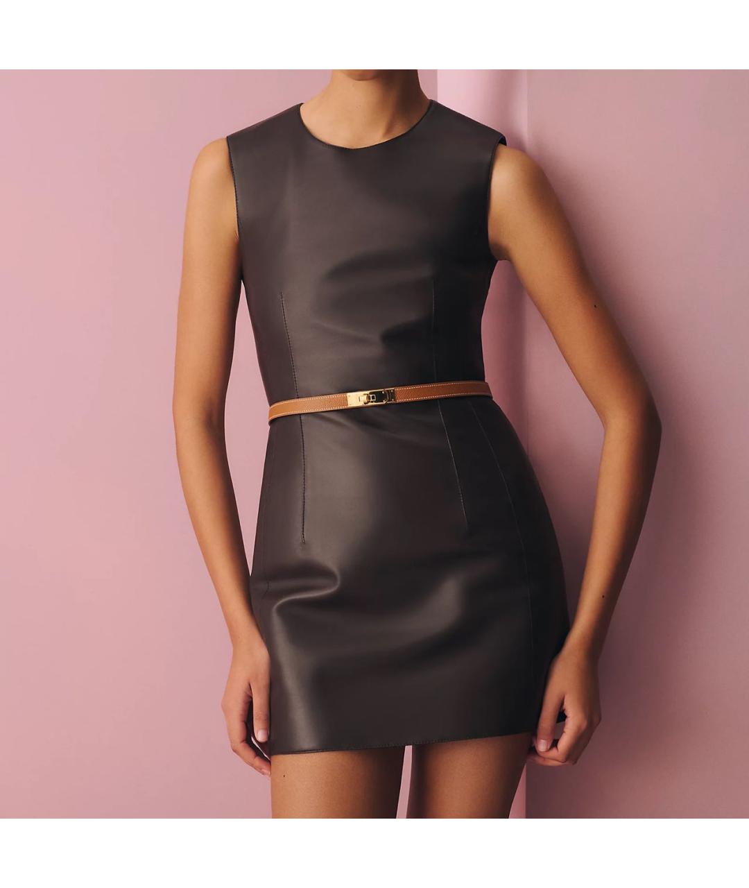 HERMES Золотой кожаный ремень, фото 2