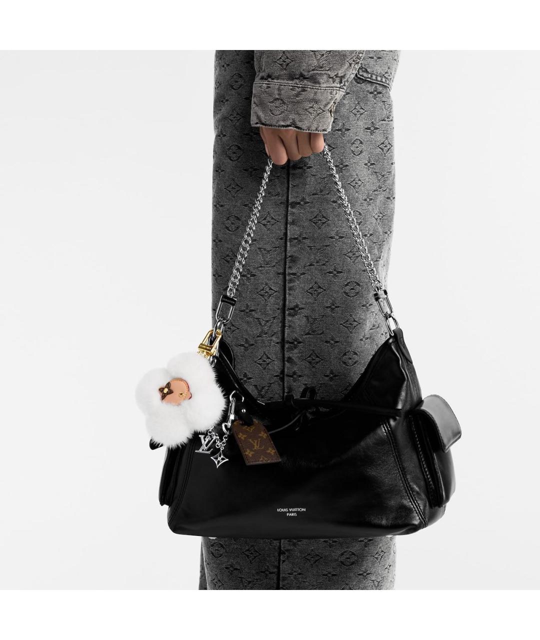 LOUIS VUITTON Черная кожаная сумка через плечо, фото 5