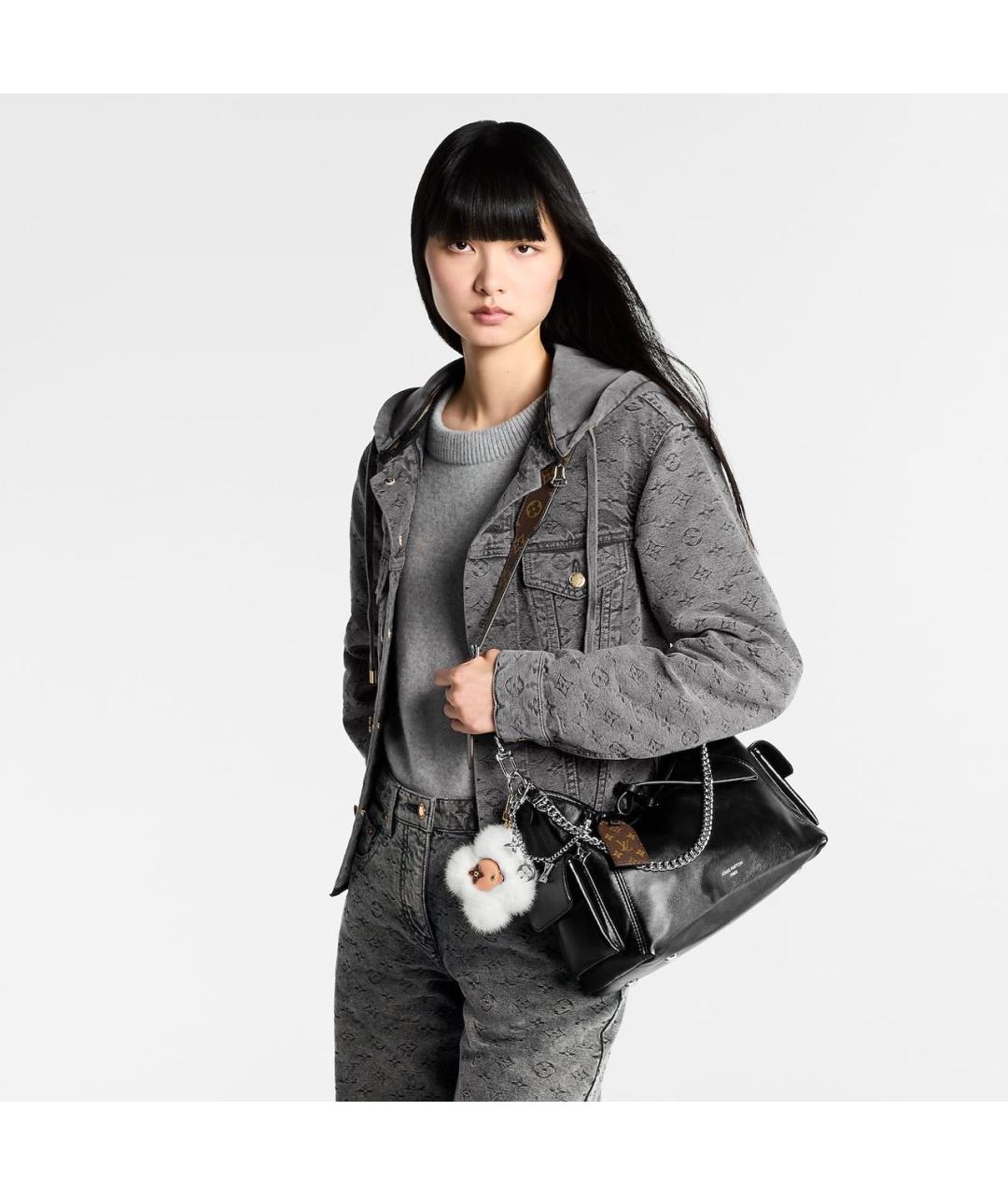 LOUIS VUITTON Черная кожаная сумка через плечо, фото 6