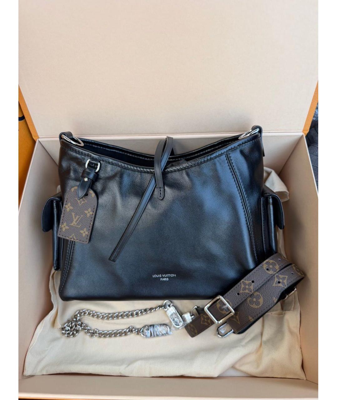 LOUIS VUITTON Черная кожаная сумка через плечо, фото 4