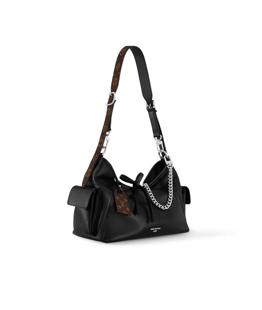 LOUIS VUITTON Черная кожаная сумка через плечо, фото 2