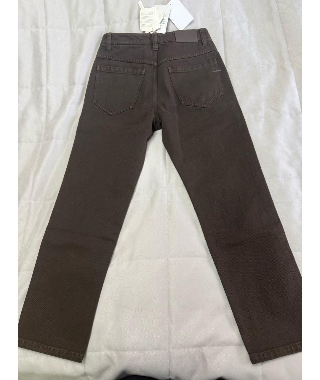 BRUNELLO CUCINELLI Коричневые хлопковые прямые джинсы, фото 2