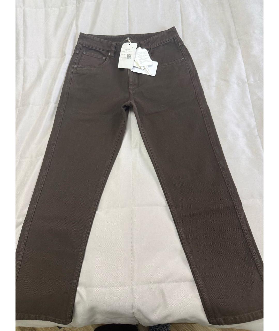 BRUNELLO CUCINELLI Коричневые хлопковые прямые джинсы, фото 7