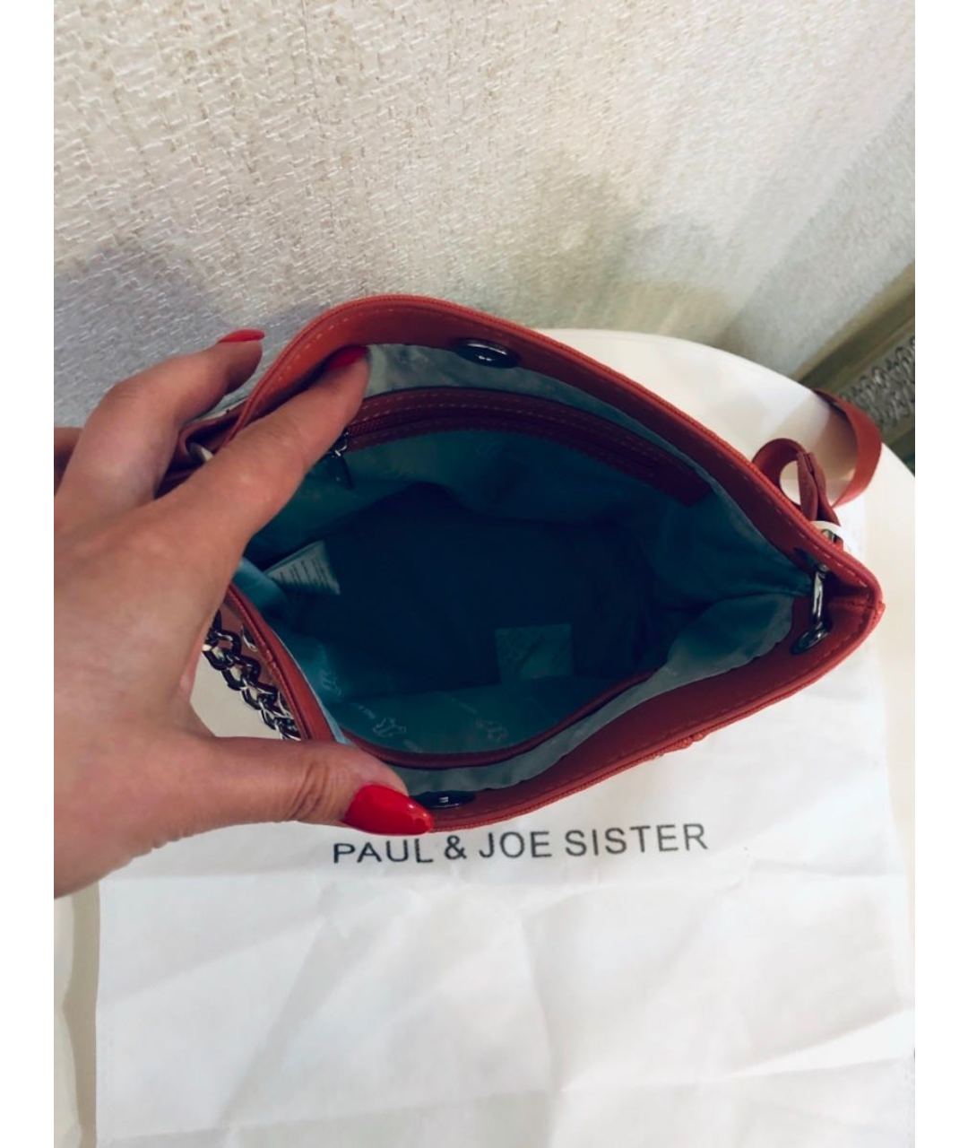 PAUL&JOE SISTER Коралловая сумка тоут из искусственной кожи, фото 5