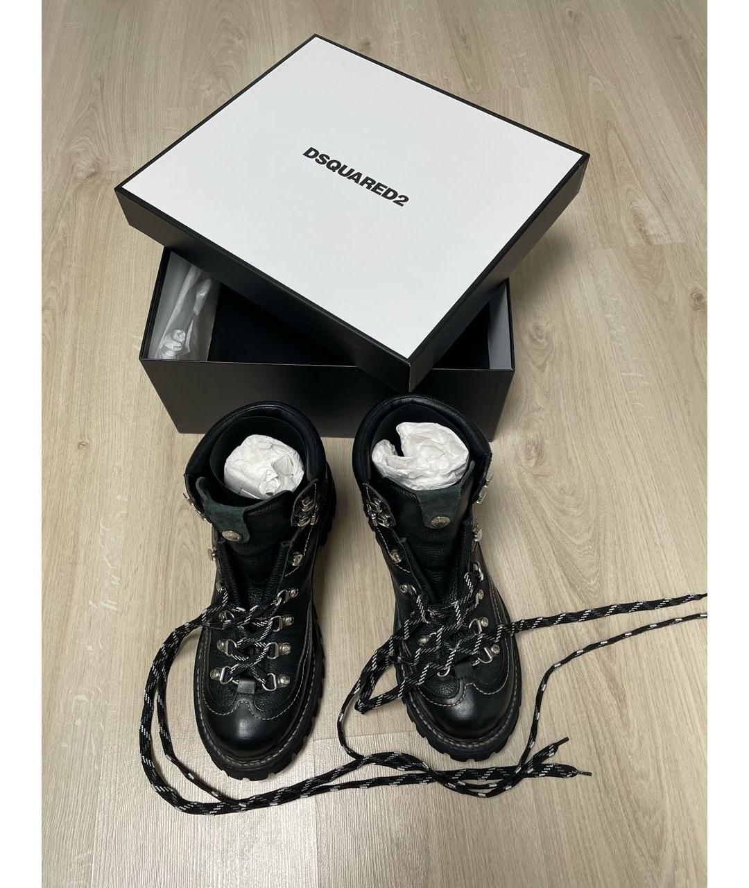 DSQUARED2 Черные кожаные высокие ботинки, фото 6