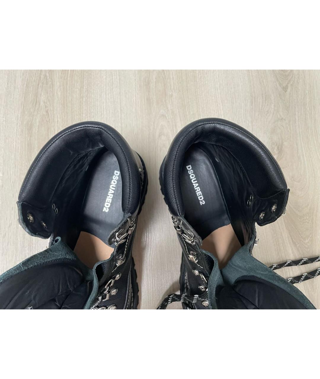 DSQUARED2 Черные кожаные высокие ботинки, фото 3