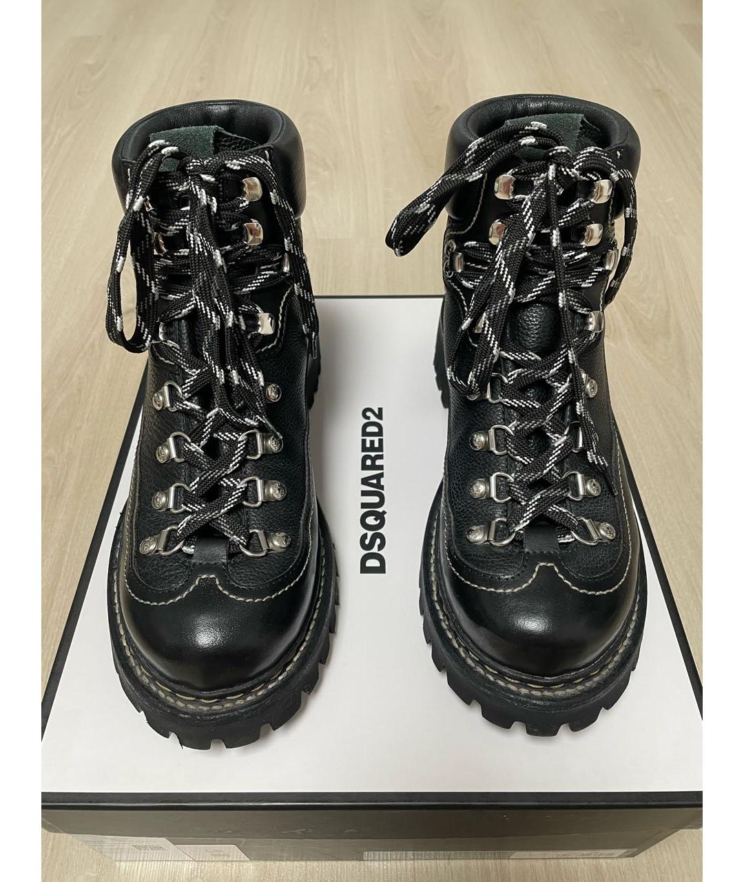 DSQUARED2 Черные кожаные высокие ботинки, фото 2
