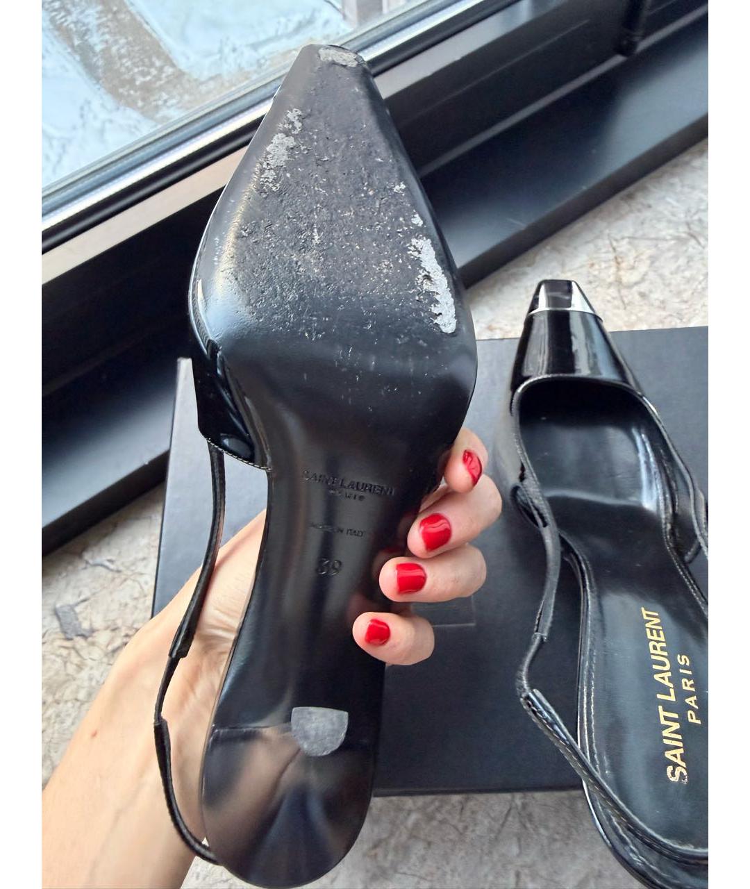 SAINT LAURENT Черные туфли из лакированной кожи, фото 5