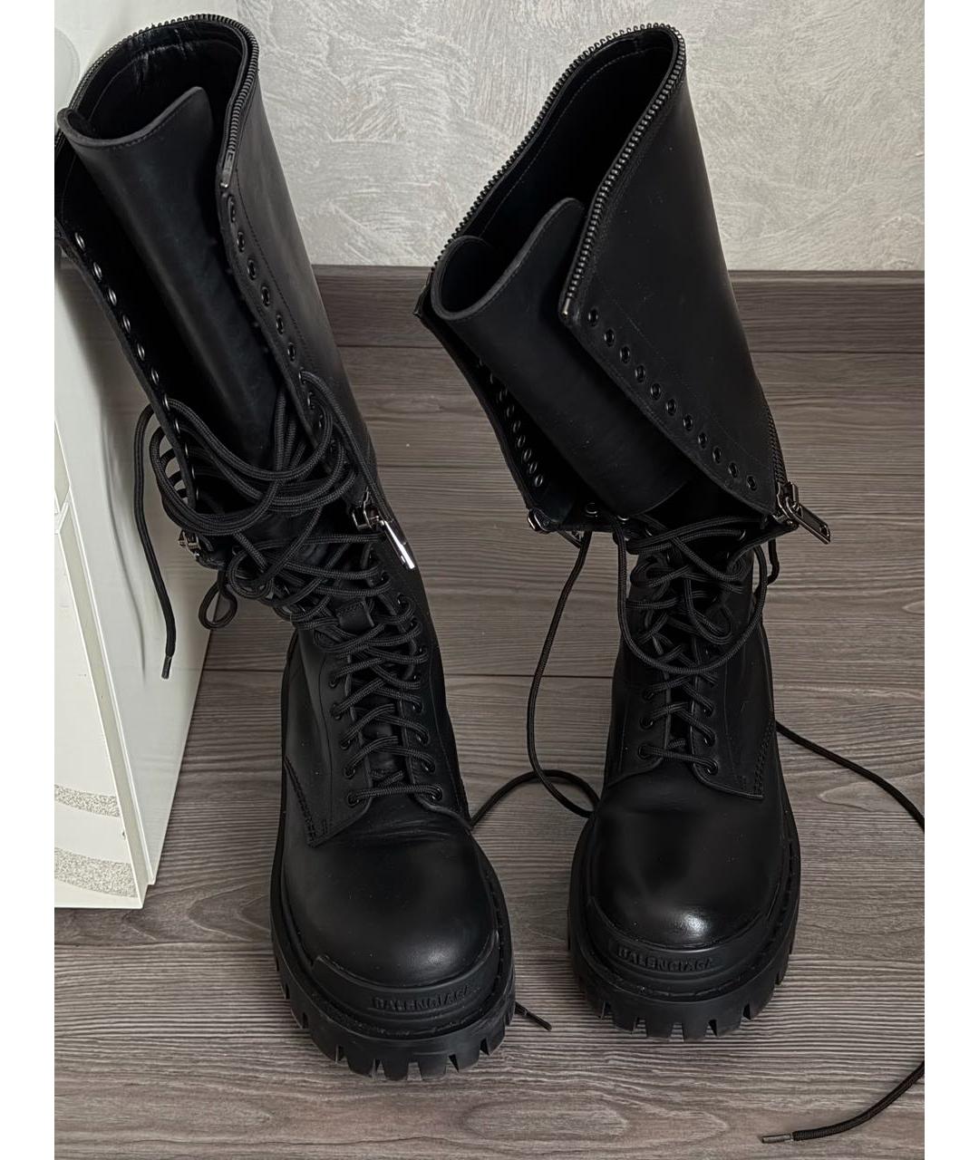 BALENCIAGA Черные кожаные ботинки, фото 2