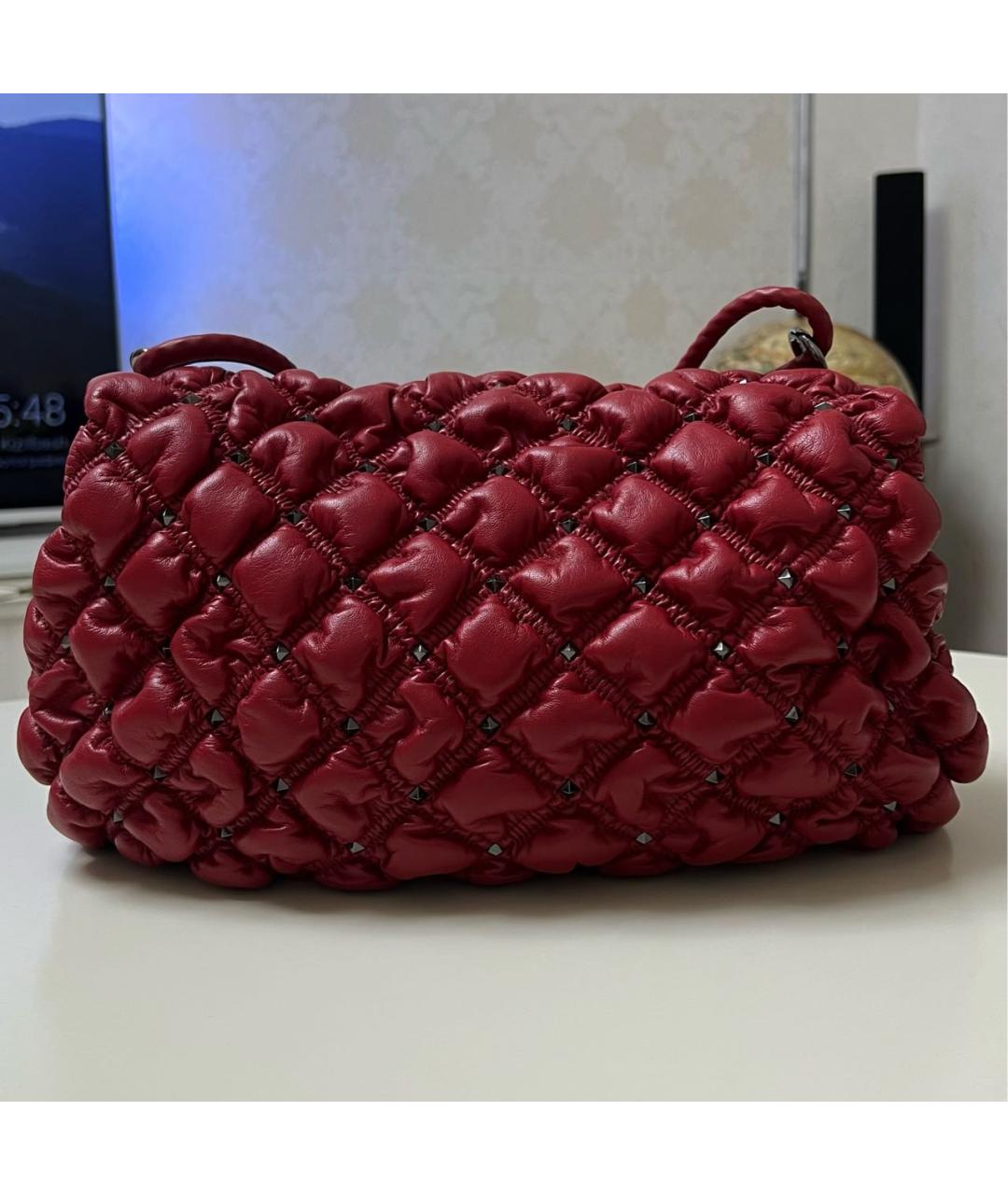 VALENTINO Бордовая кожаная сумка тоут, фото 3