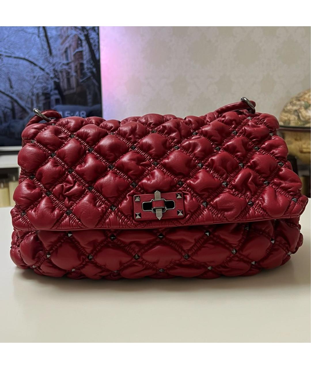 VALENTINO Бордовая кожаная сумка тоут, фото 8