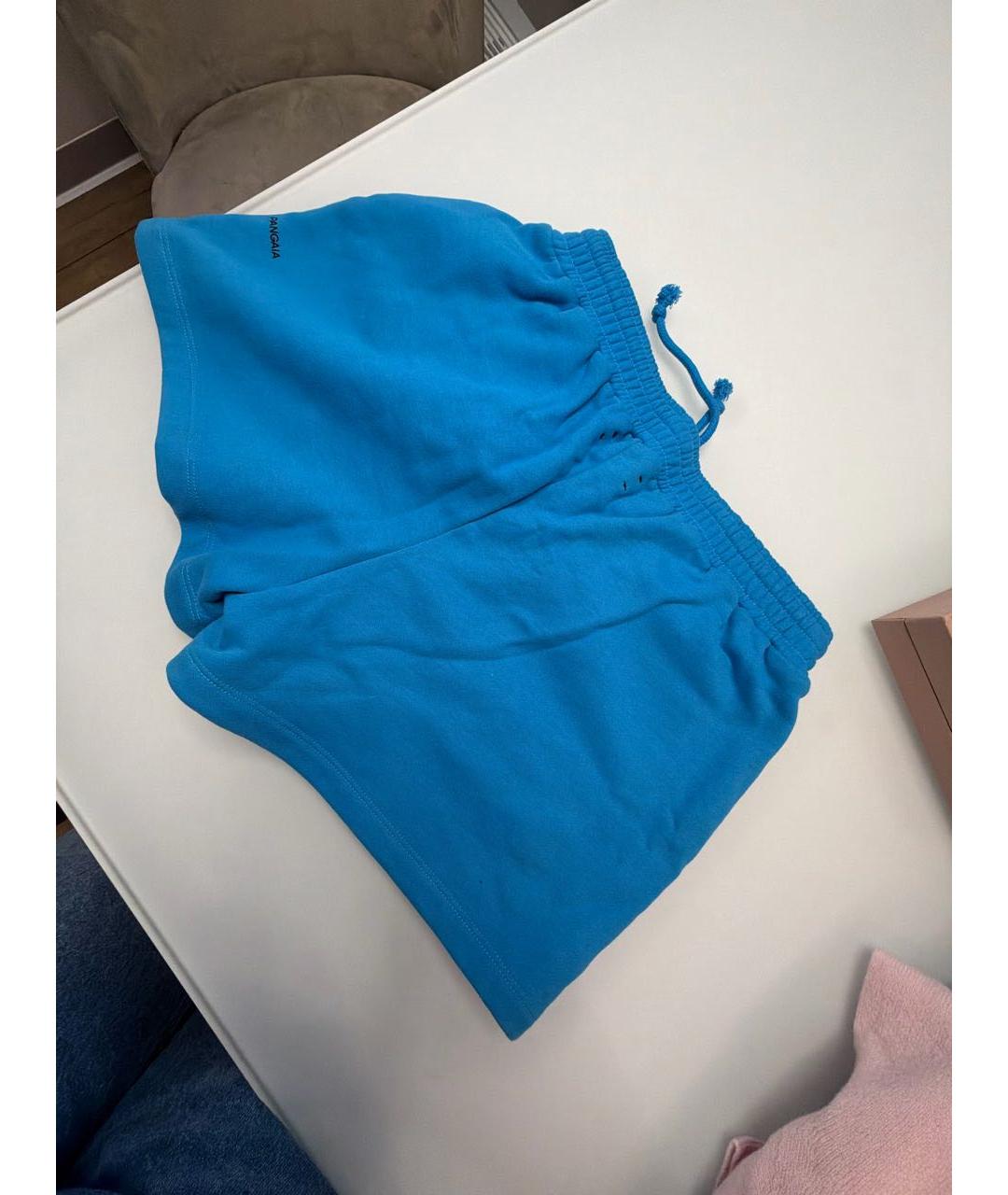 THE PANGAIA Бирюзовые хлопковые шорты, фото 2