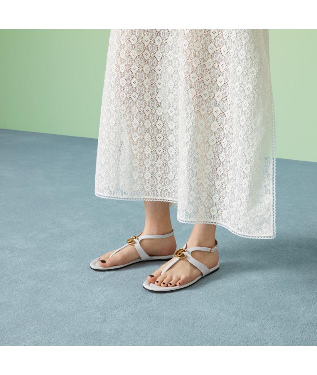 GUCCI Белые кожаные сандалии, фото 5