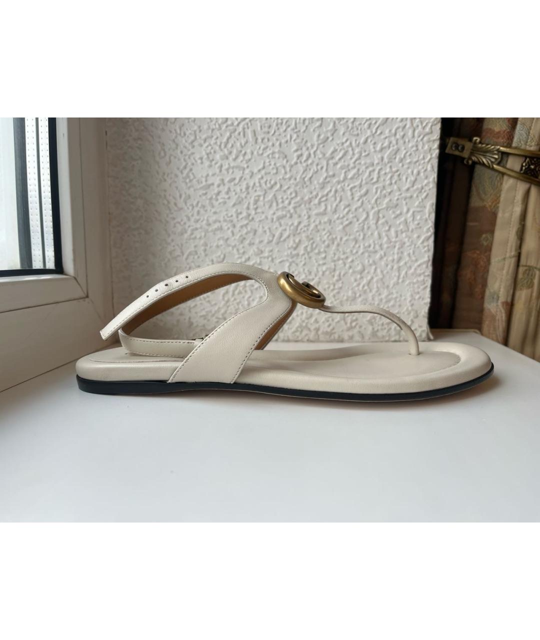 GUCCI Белые кожаные сандалии, фото 6
