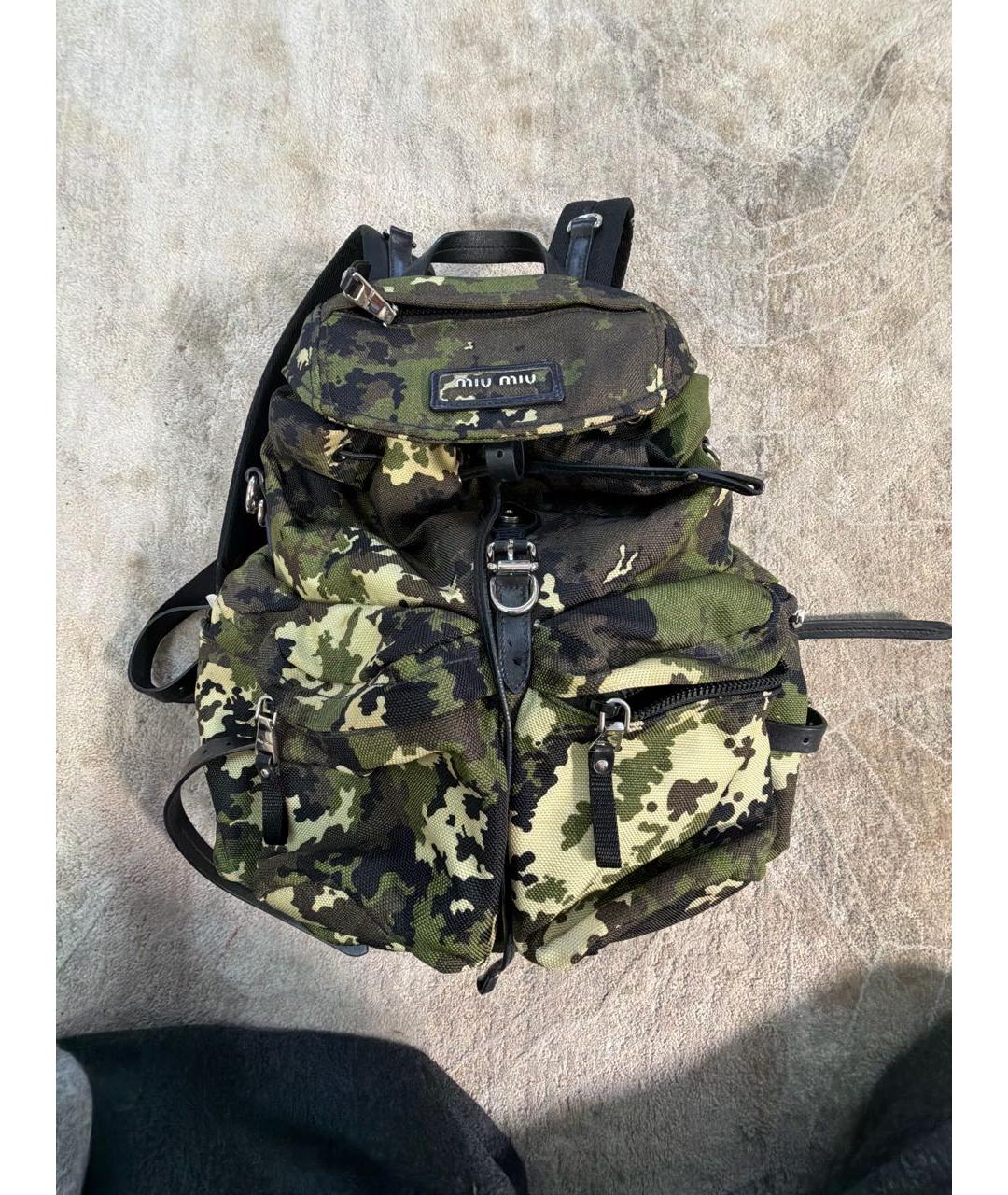 MIU MIU Хаки тканевый рюкзак, фото 8