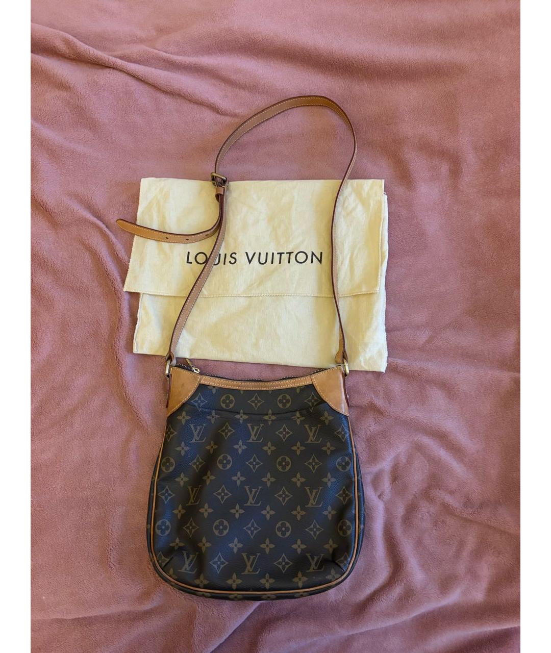 LOUIS VUITTON Коричневая кожаная сумка через плечо, фото 7
