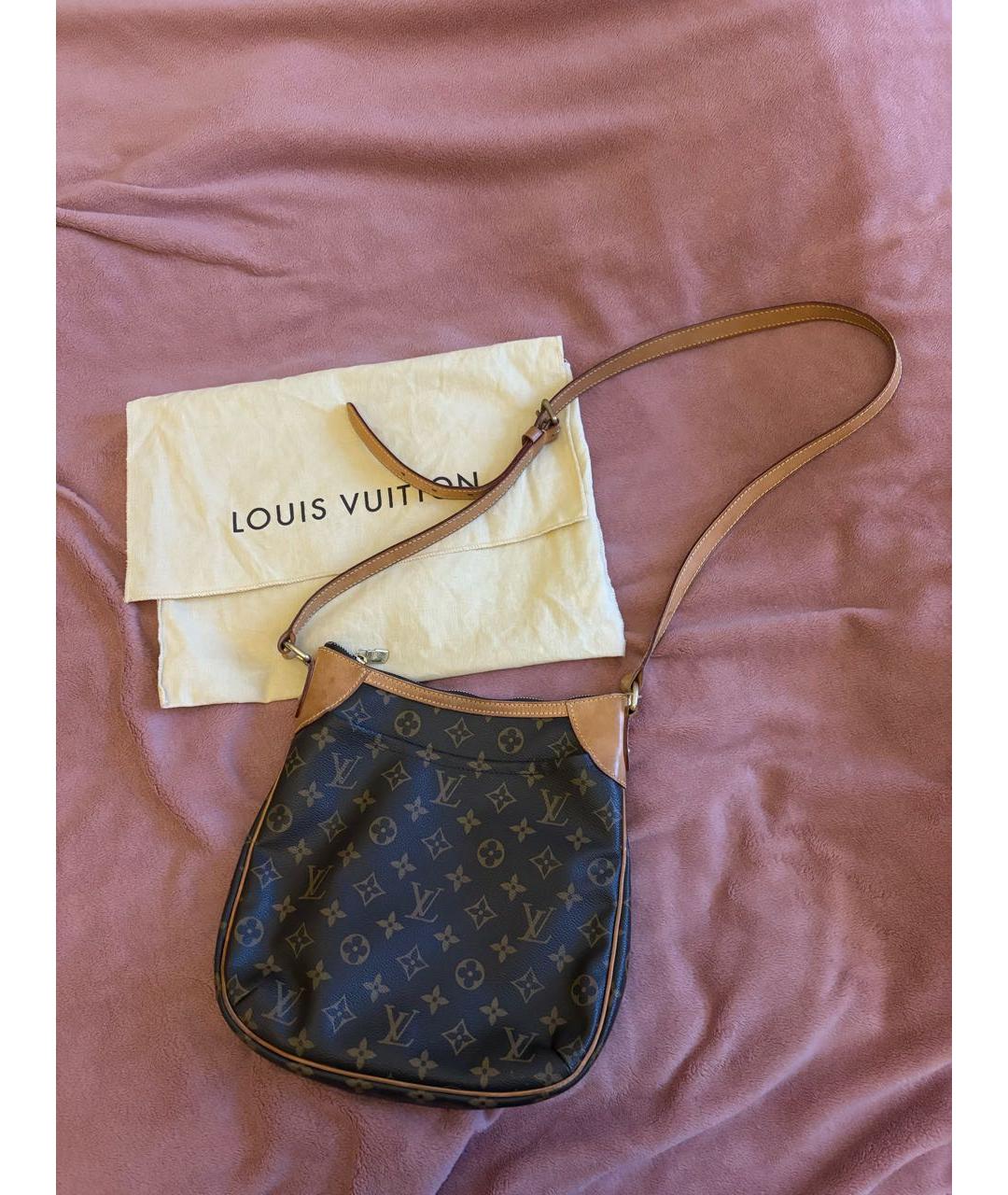 LOUIS VUITTON Коричневая кожаная сумка через плечо, фото 2