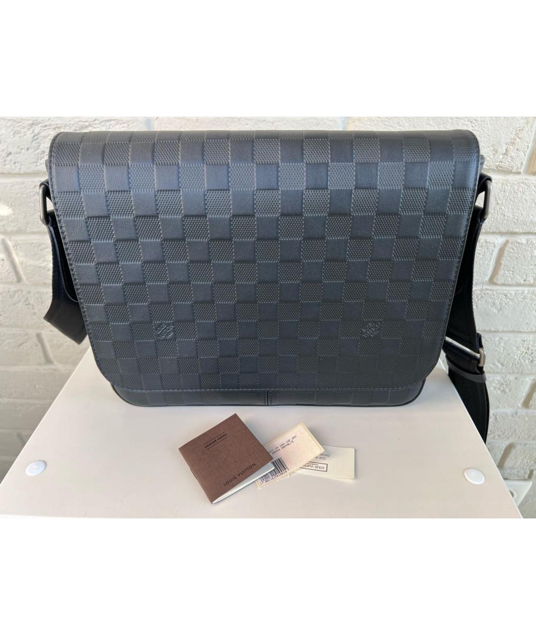 LOUIS VUITTON Черная кожаная сумка на плечо, фото 2