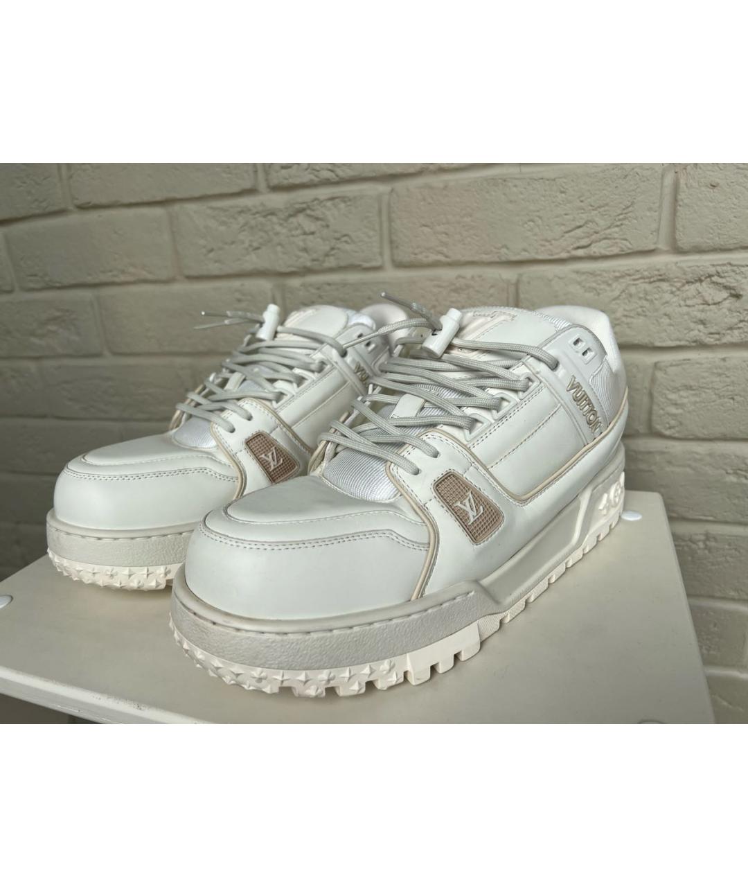 LOUIS VUITTON Белые кожаные низкие кроссовки / кеды, фото 5