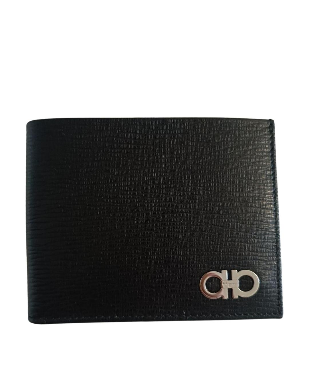 FERRAGAMO Черный кожаный кошелек, фото 1