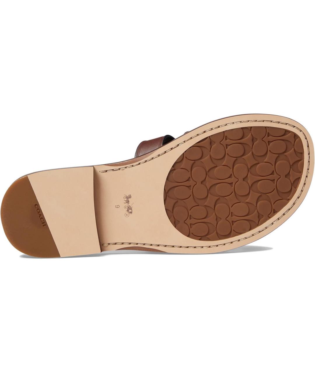 COACH Коричневые кожаные шлепанцы, фото 6