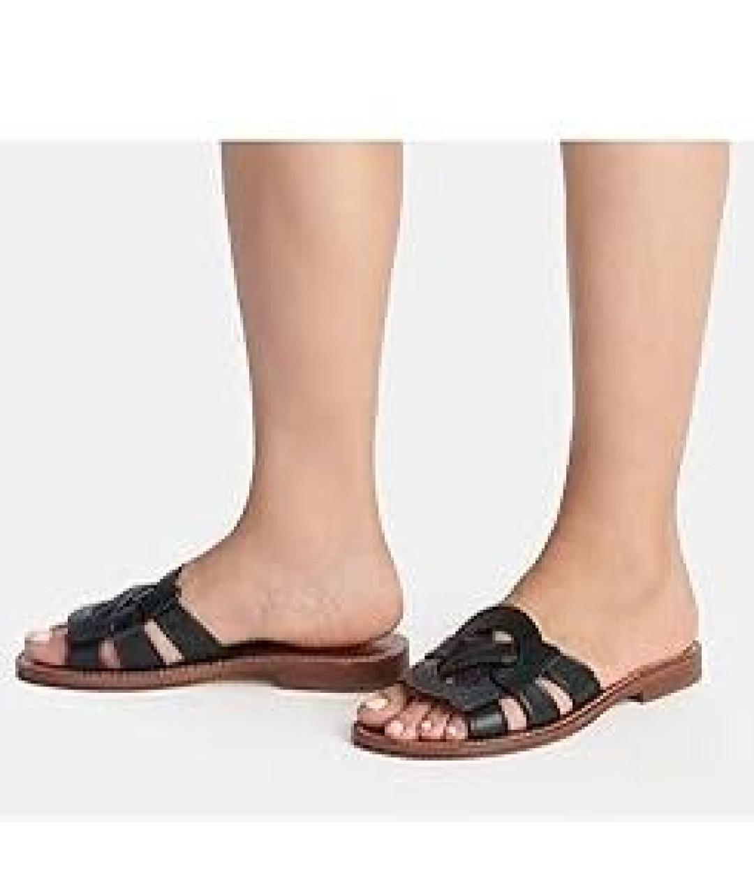 COACH Коричневые кожаные шлепанцы, фото 6