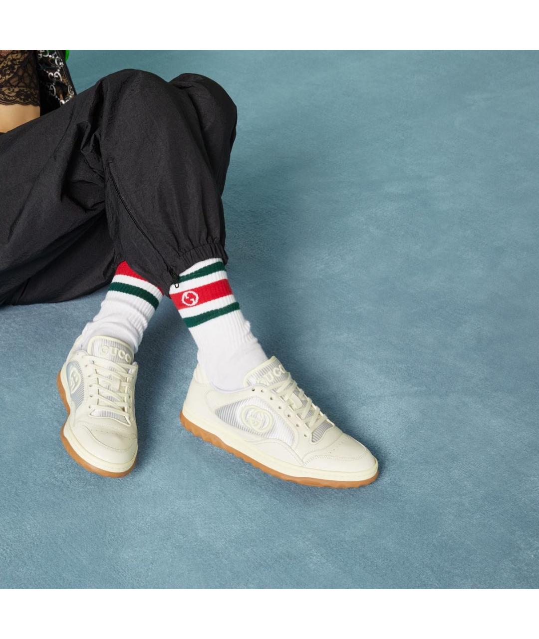 GUCCI Белые текстильные кроссовки, фото 5