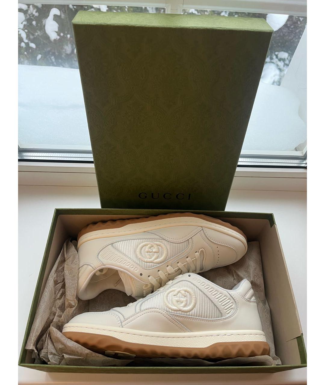 GUCCI Белые текстильные кроссовки, фото 4