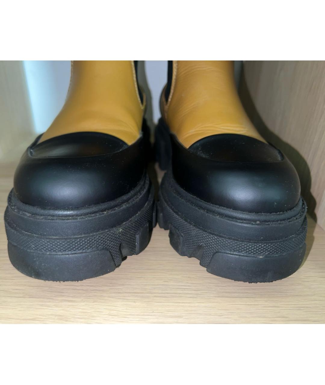 GANNI Горчичные кожаные ботинки, фото 6