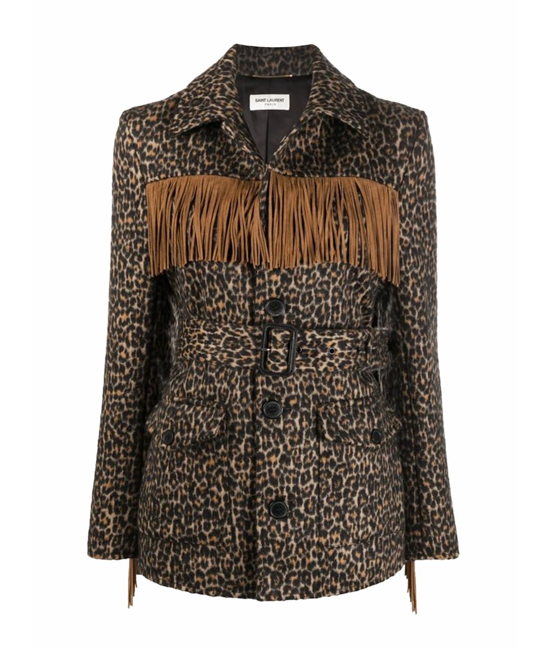 SAINT LAURENT Коричневый шерстяной жакет/пиджак, фото 1