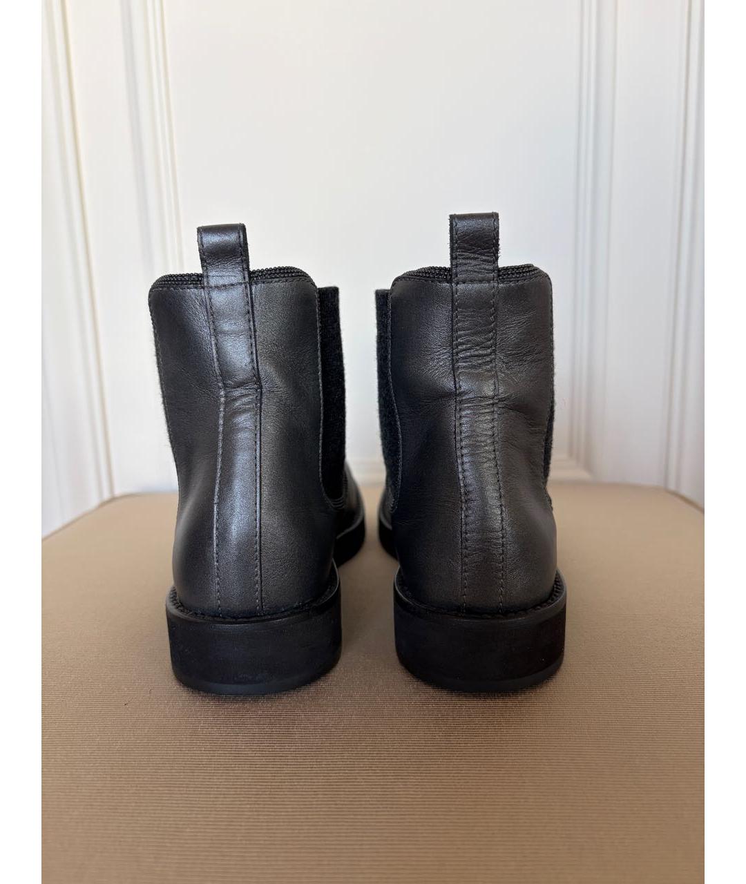 BRUNELLO CUCINELLI Серебряные кожаные ботинки, фото 4