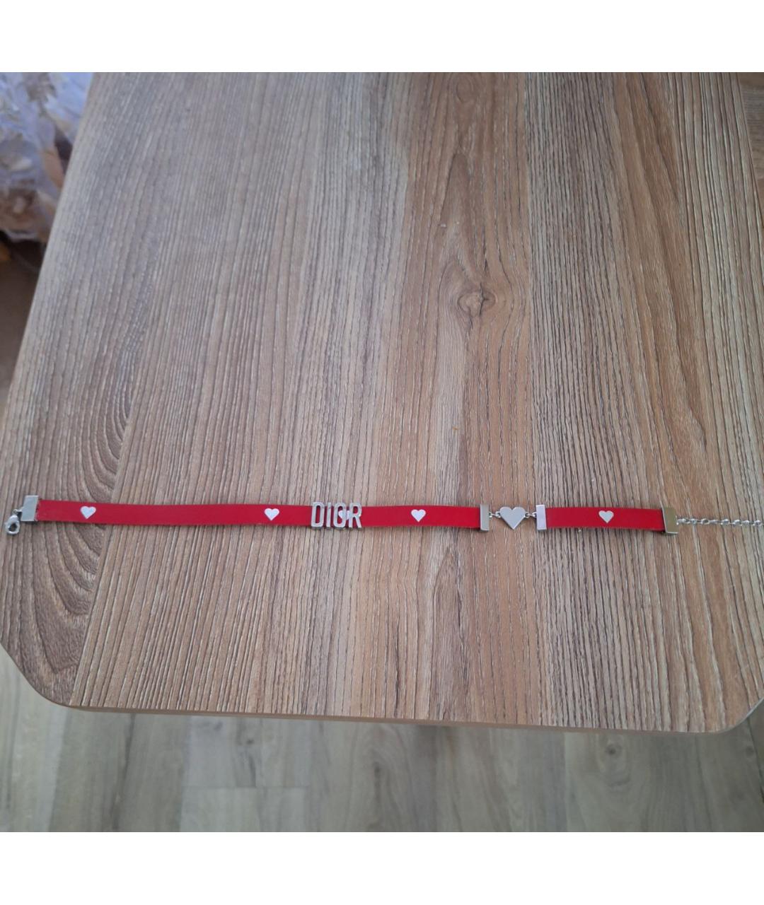 CHRISTIAN DIOR Красный кожаный чокер, фото 4