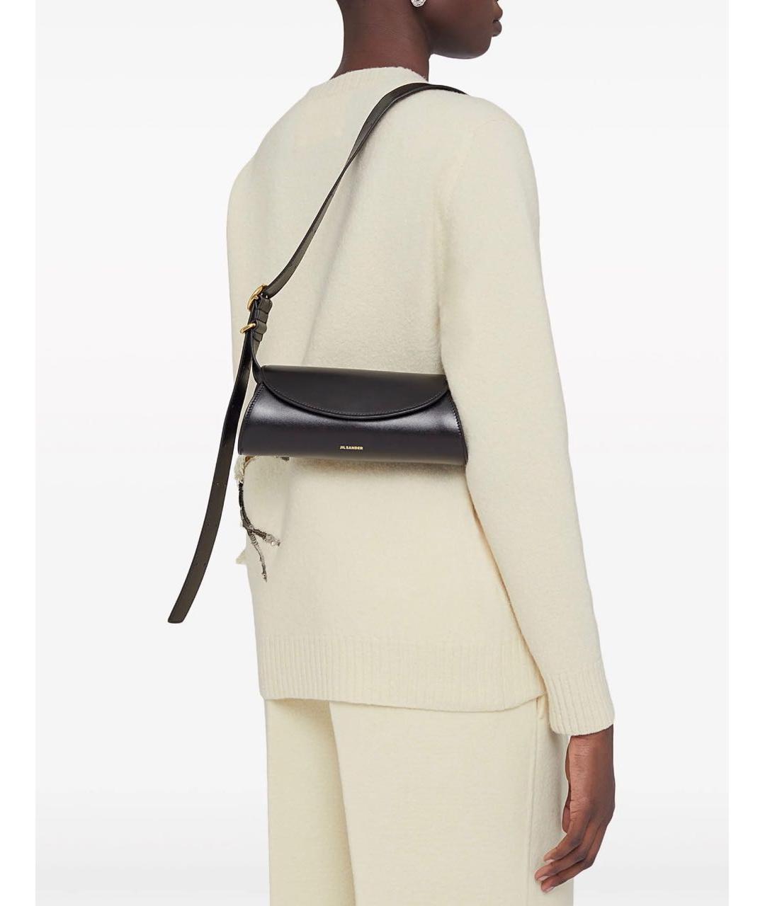 JIL SANDER Черная кожаная сумка через плечо, фото 2