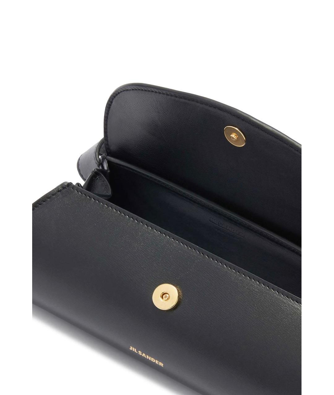 JIL SANDER Черная кожаная сумка через плечо, фото 3