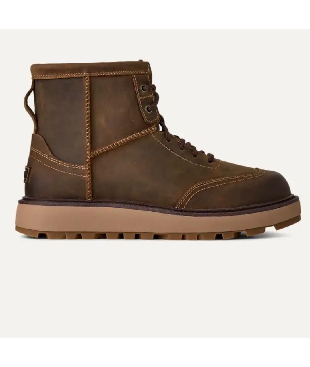 UGG AUSTRALIA Коричневые кожаные высокие ботинки, фото 7