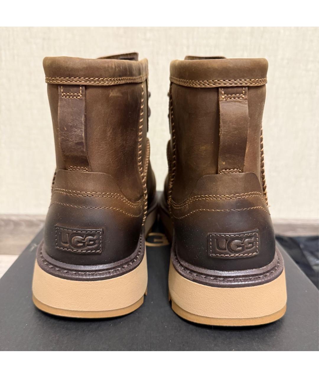 UGG AUSTRALIA Коричневые кожаные высокие ботинки, фото 4