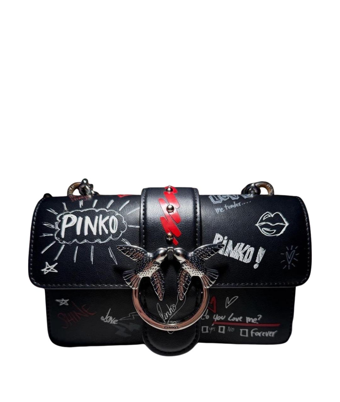 PINKO Черная кожаная сумка через плечо, фото 1