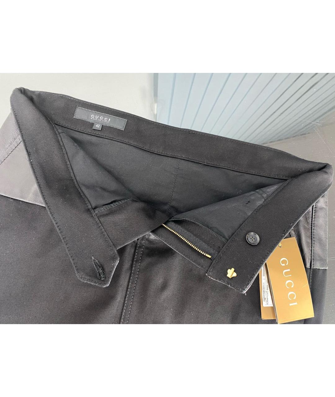 GUCCI Черная хлопко-эластановая юбка мини, фото 3