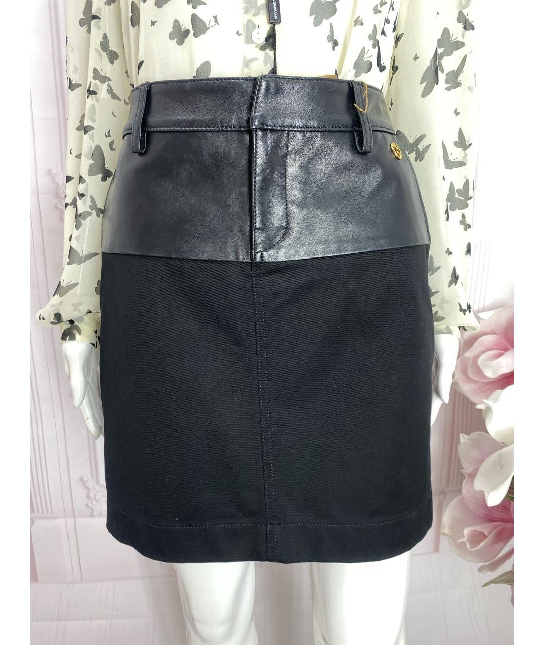 GUCCI Черная хлопко-эластановая юбка мини, фото 9